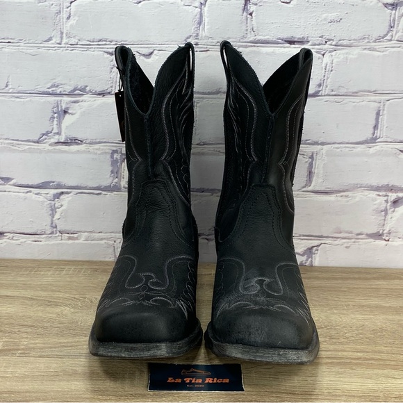 Ariat Rambler Phoenix Black Leather Western Cowboy Boots - Picture 2 of 9